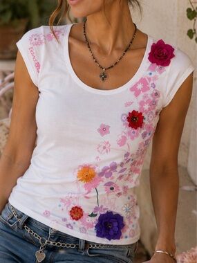 Sportmax Code Floral Appliqué Graphic Tee Top Size M | Max Mara | Japan Market